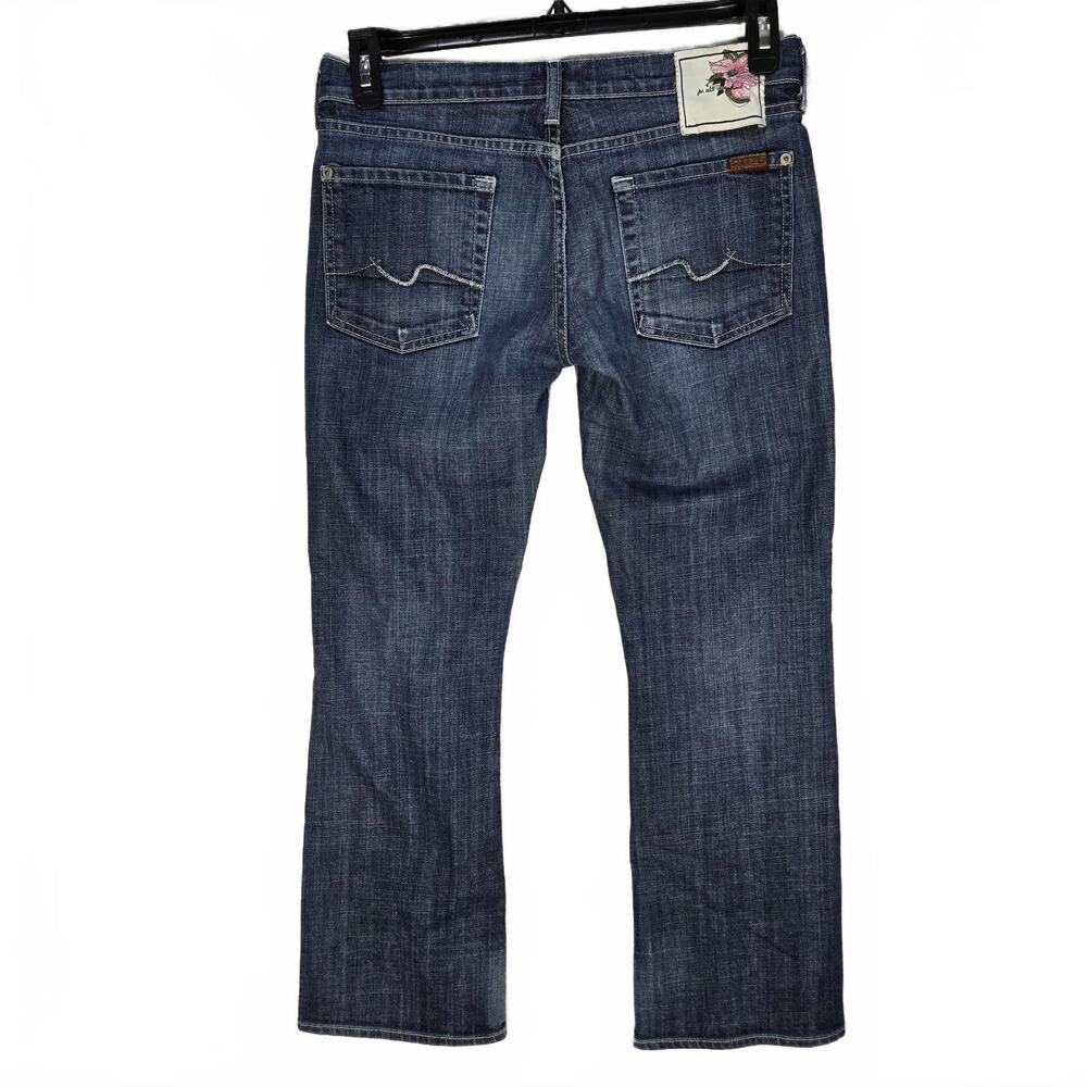 7 For All Mankind Low-rise Bootcut Jeans 27 Floral Patch Y2K Dark Wash USA Made
